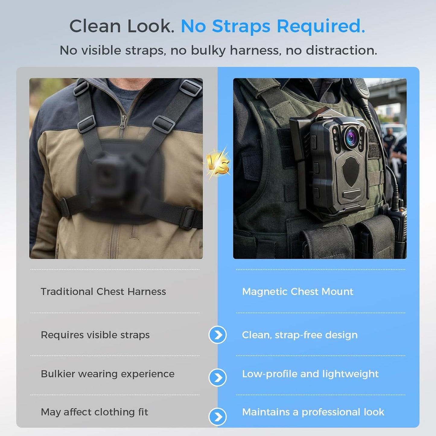 MiooNioo 2Pack MN-N1Two Sets The The Magnetic Stand for Clothing is Suitable for Action Cameras, Law Enforcement