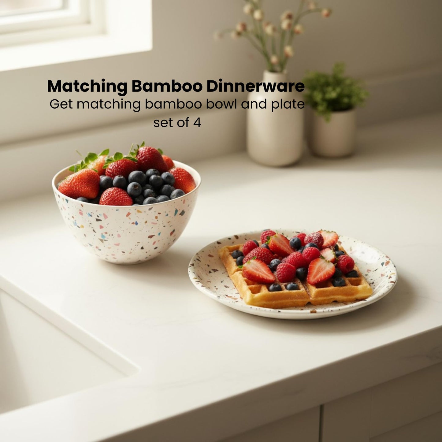 ilohaus Bamboo Bowl Set of 4 – 6-Inch, 20 oz Deep Cereal & Snack Bowls for Kids and Toddlers – BPA-Free, Dishwasher Safe, Lightweight Alternative to Plastic or Ceramic