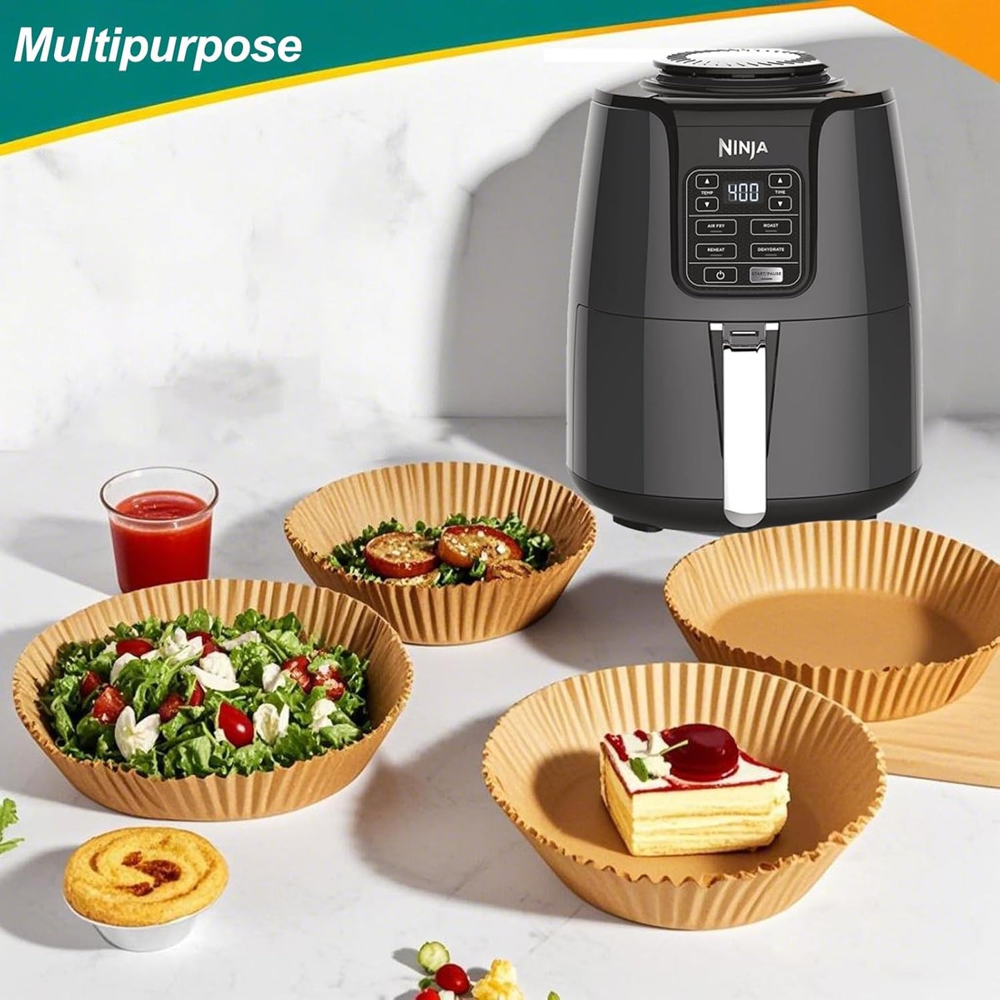 Ninja Foodi Air Fryer Liners - 200 Disposable 8-Inch Round Circle Liners for 4QT & 5QT Models