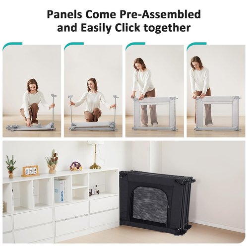 Doradotey Baby Playpen - Adjustable Large Playard for Toddlers | Foldable Indoor Play Center, Black 180x200x68cm