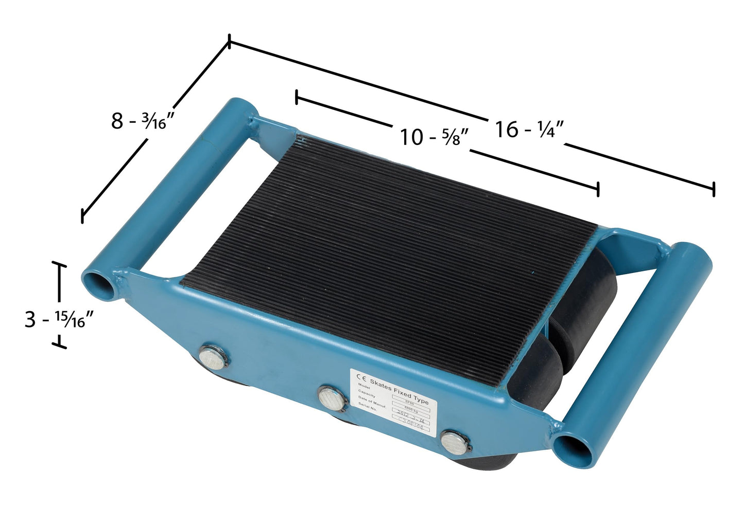 Vestil FMS-6 Steel Fixed Machinery Skates 16-1/4 In. x 8-1/2 In. x 4 In. 12,000 Lb. Capacity Blue