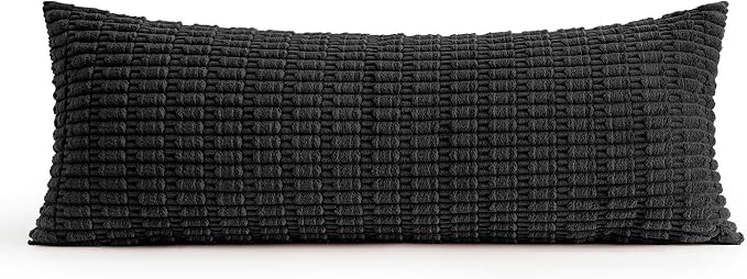 MIULEE Pack of 1 Black Long Body Lumbar Decorative Throw Pillow Cover 14x36 Inch for Halloween Bed Couch Sofa Living Room Soft Boho Pillow Cover Modern Farmhouse Home Decor
