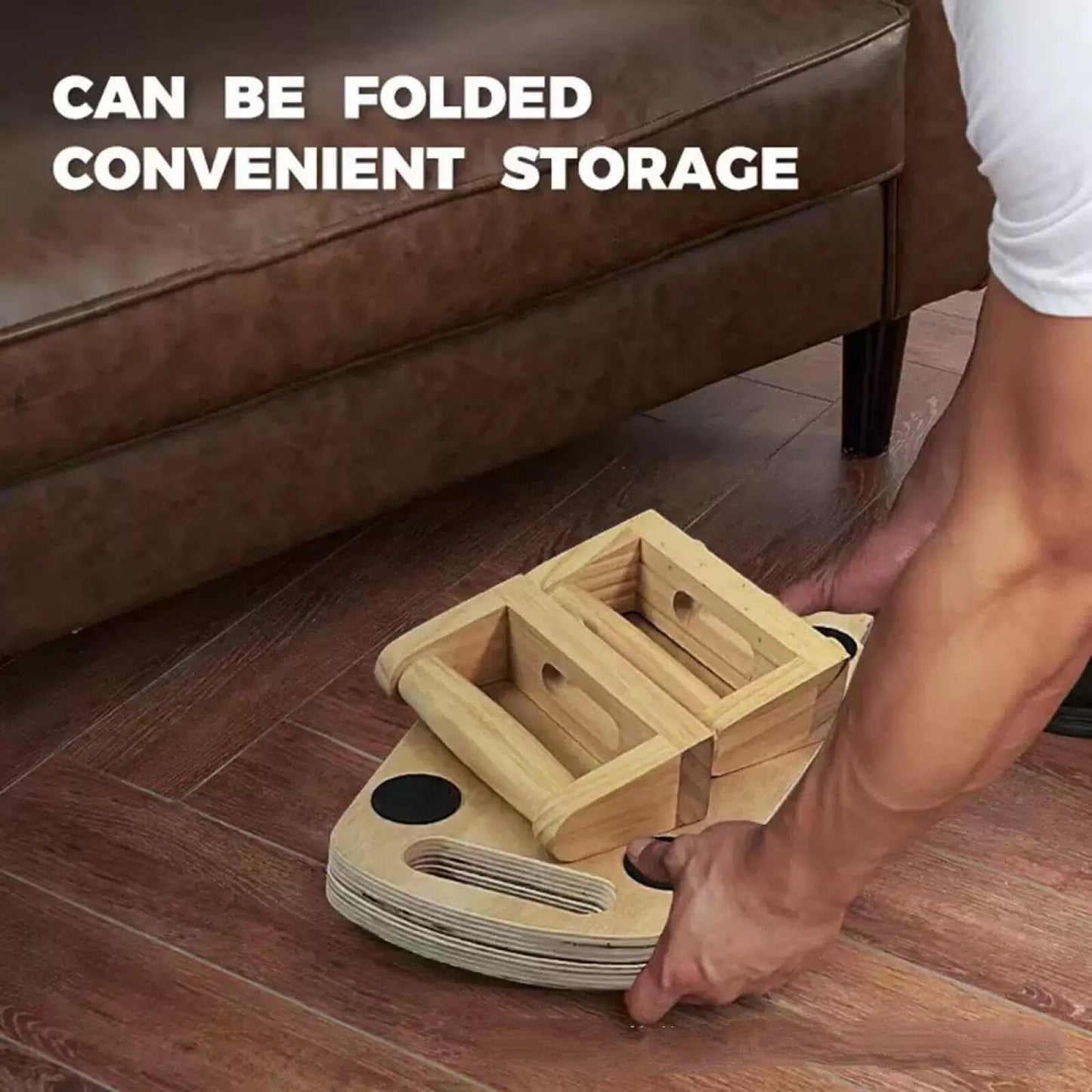 Wooden Foldable push-up board, Adjustable design. Features wooden handles and grip bars, ideal for fitness and core strength training. Suitable for both men and women