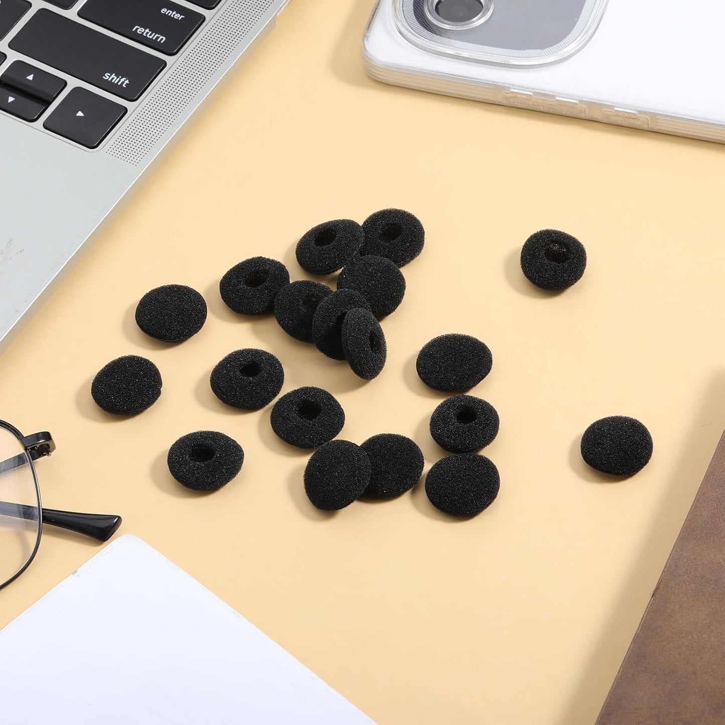 LXUEJIE 50 18mm Headsets, Pcs Earbud Sponge Cover Protector, Soft Foam Tips Earbud Covers, Black Replacement Sponge