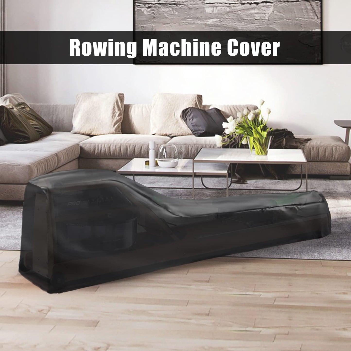 Andacar Rowing Machine Cover for Concept 2 Rowing Machine Waterproof Rower Cover Dustproof Fitness Equipment Protective Cover - 95" L×24" W×40" H, Black