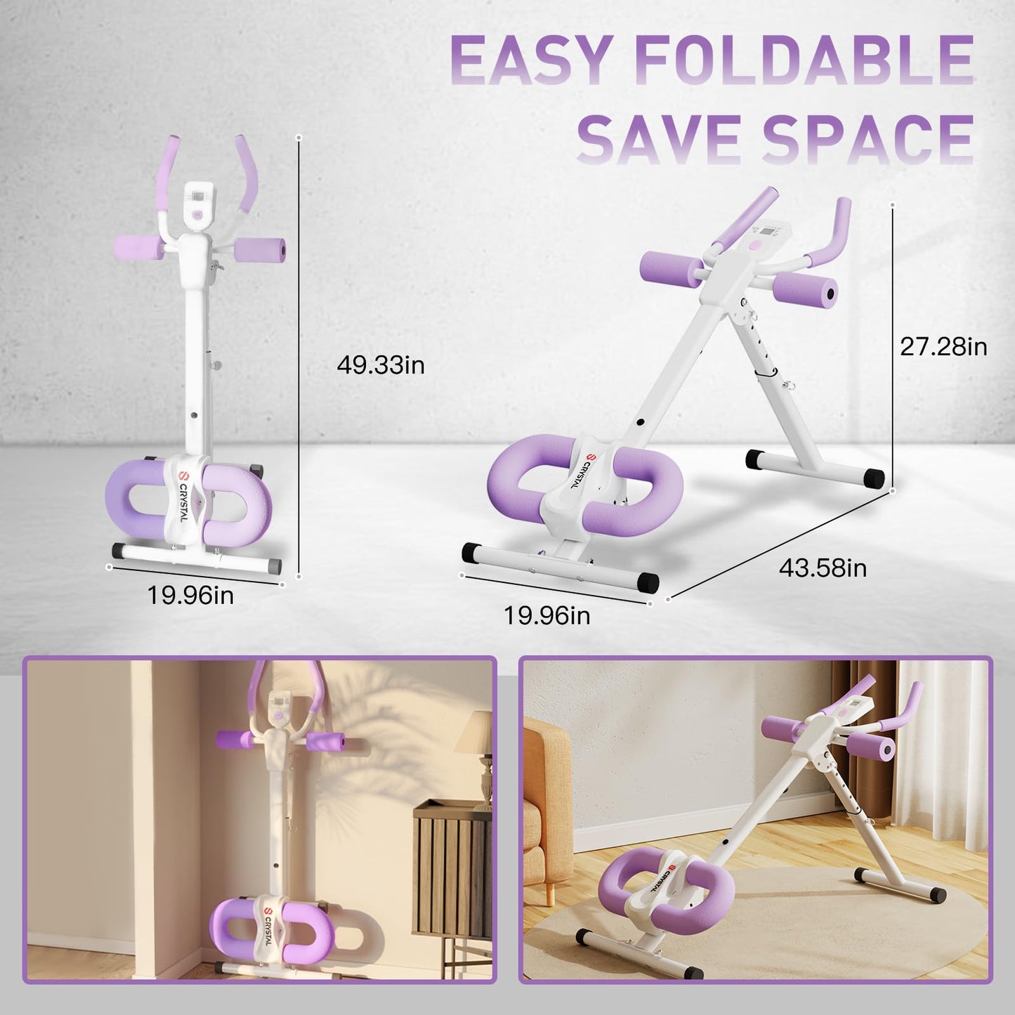 CRYSTAL Ab Machine, Adjustable Ab Machine,Ab Trainer Machine,Ab Dominal Exercise Machine at Home Gym for Stomach Workout with LCD Monitor,Ab Workout Equipment