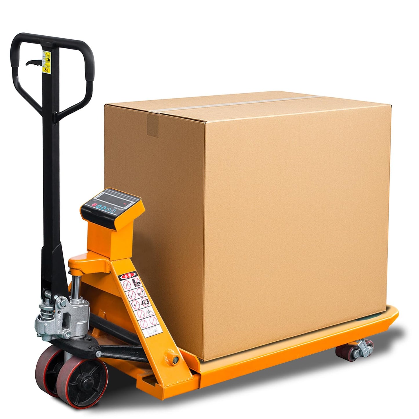 Kaixun Pallet Jack Scale, 4400 lbs Capacity, 27" W x 45" L Forks, LCD Display, Lb/Kg Switchable Manual Hand Control Pallet Truck with Built-in Scale, PU Wheels