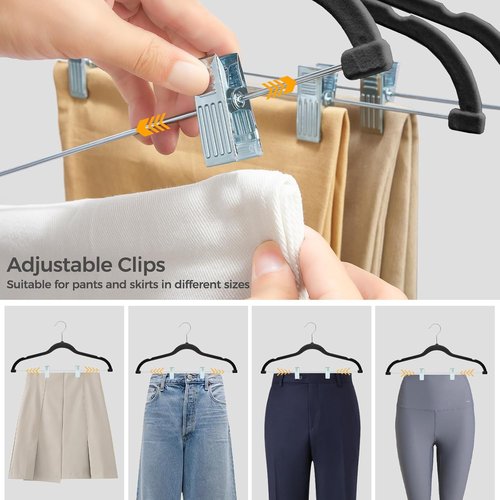 HOUSE DAY Velvet Hangers - 30 Pack Non-Slip Heavy Duty Suit Organizer with 360° Hook | Black