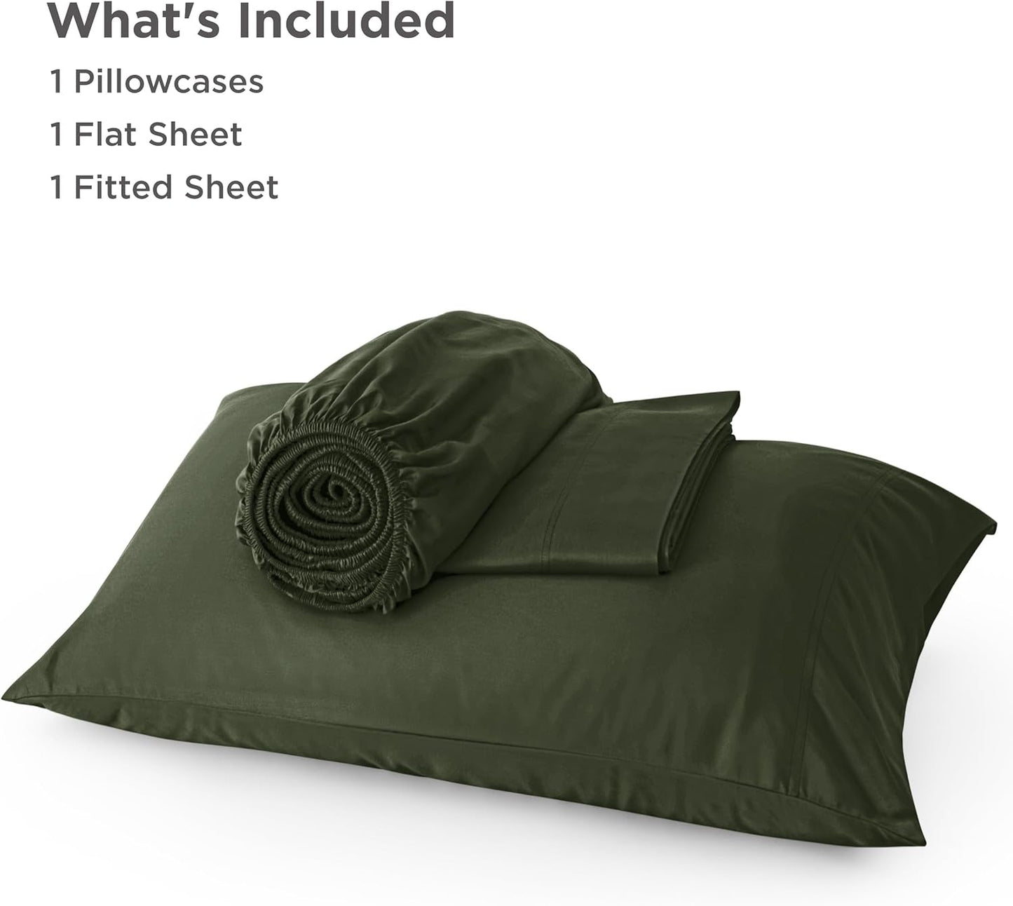 Bedsure Cooling Twin XL Sheets - Breathable Rayon from Bamboo | Soft, Deep Pocket, Olive Green