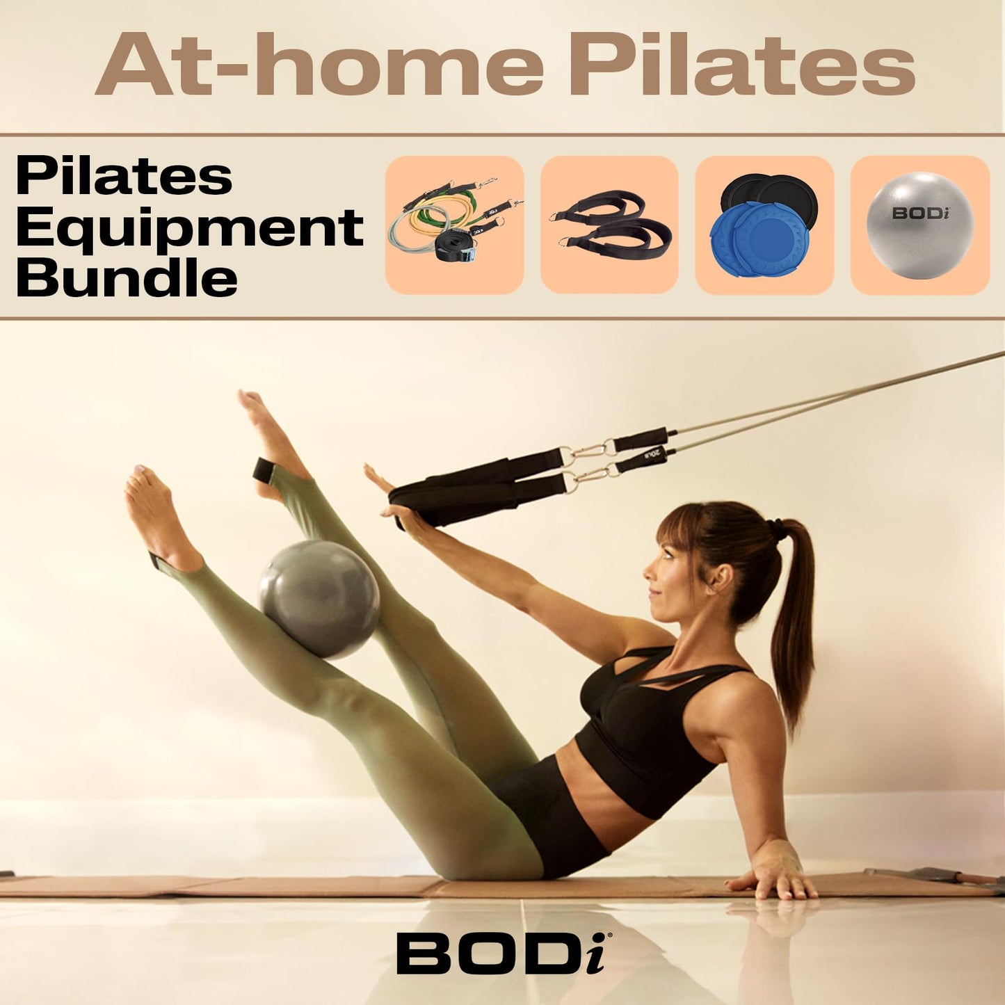 Track Pilates Home Workout Kit – Full-Body Resistance Band System with Door Anchor, Pilates Straps, Core Ball & Slides with Booties – Strength Training & Core Sculpting Set, At-Home Fitness Equipment