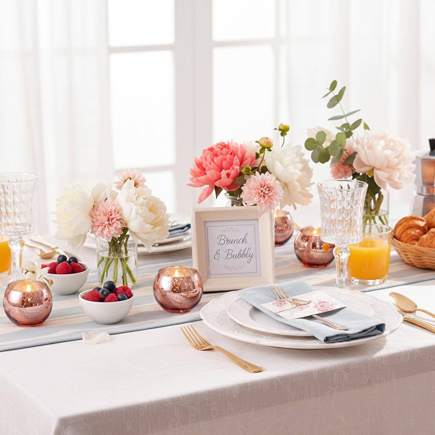 LAMORGIFT 36 Pcs Rose Gold Candle Holders-Rose Gold centerpieces for Birthday Party, Wedding, Bridal Shower, Sweet 16. Mother's Day Brunch Table Decorations