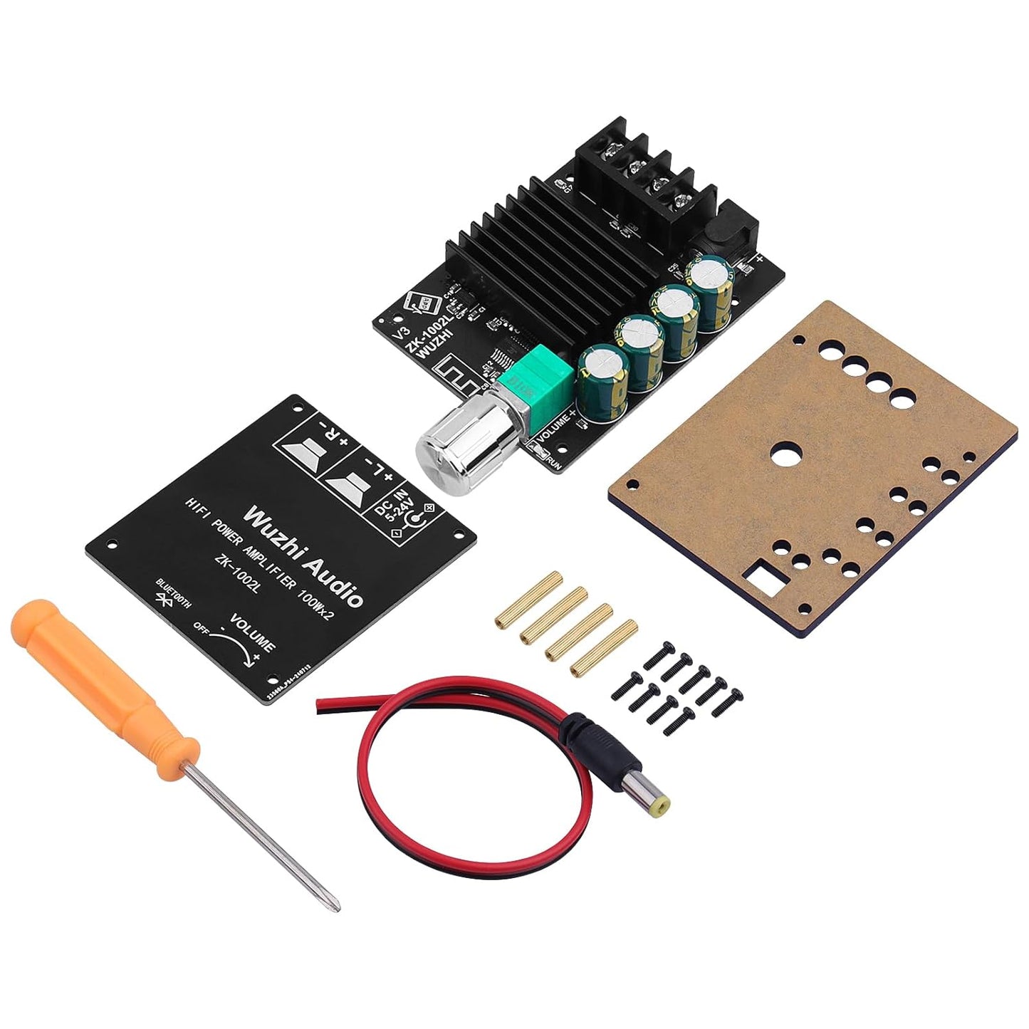 ZK-1002L 200W 2.0 5-24V Audio Power Amplifier Board with Bluetooth and AUX Inputs, Channel Stereo Mini Power Amplifier