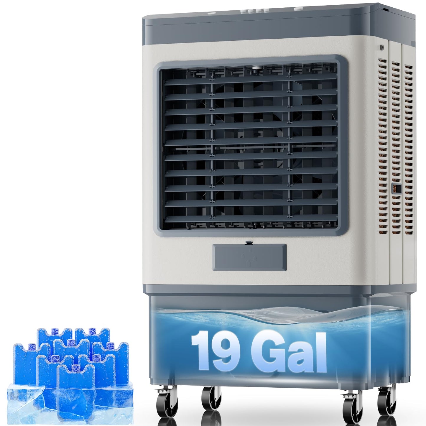 Auertech 48" 6500CFM Swamp Cooler Outdoor, 19 Gal Large Swamp Cooler Air Conditioner with 120°Oscillation, 3 Speed, 8 Ice Pack, Metal Frame Portable Evaporative Air Cooler for Garage, Warehouse