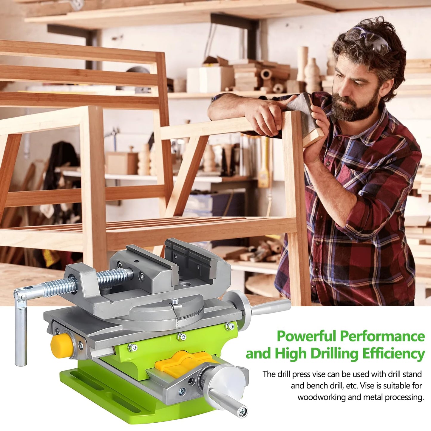 3’’ Cross Slide Drill Press Vise, 2 Way X-Y Compound Benchtop Drill Press Vise with 90° Rotary Table, for Mini Milling Machine