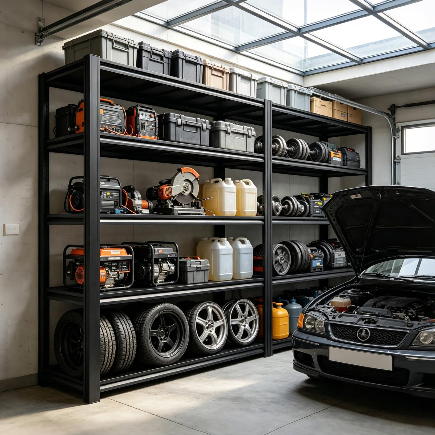 KIFDYTH 84 H*55 W*24.05 D Storage Shelves Heavy Duty, 3500 LBS Garage Shelving, 5 Tier Adjustable Metal Garage Shelving Units, for Garage Storage, Warehouses, Basement