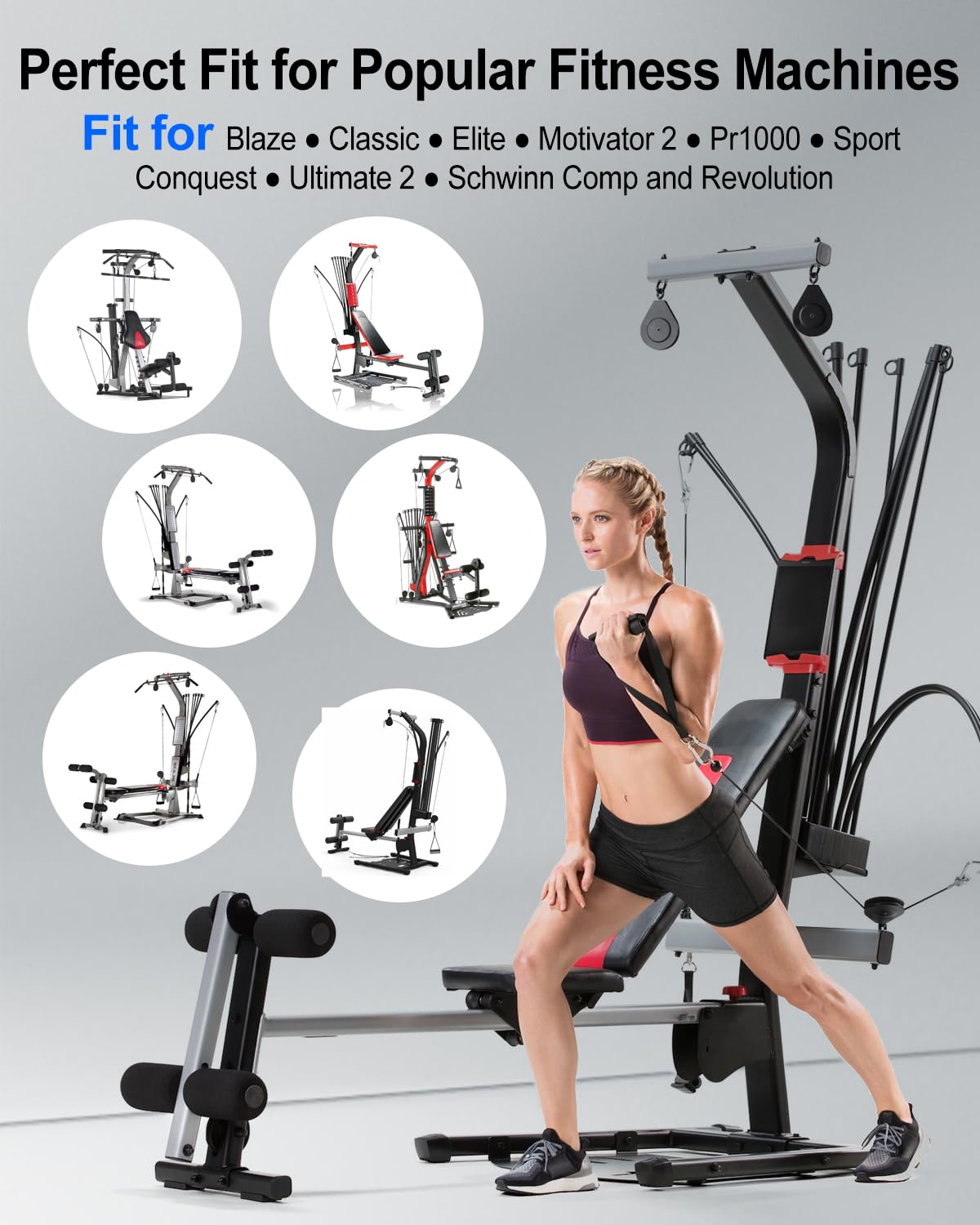 6PCS Rolling Seat Trolley Wheels Compatible with Bowflex Home Gym Blaze Classic Elite Motivator2 Pr1000 Sport Conquest Ultimate2 Schwinn Comp Revolution, Sliding Seat Bracket Roller