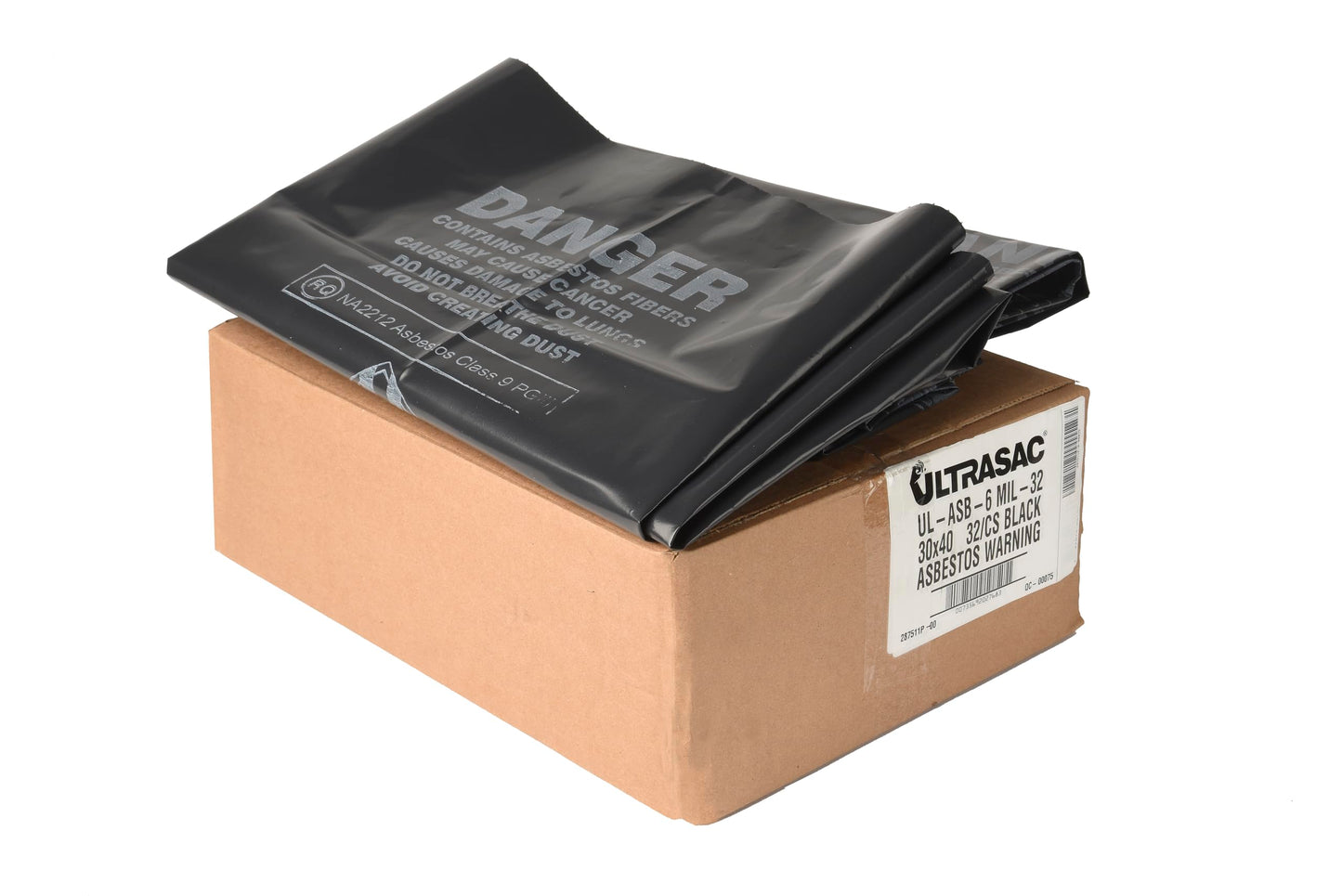 Ultrasac 33 Gallon 6 MIL Large Black Heavy Duty Garbage Bags - 30" x 40" - Pack of 32 - For Contractor, Industrial, Healthcare, & Municipal
