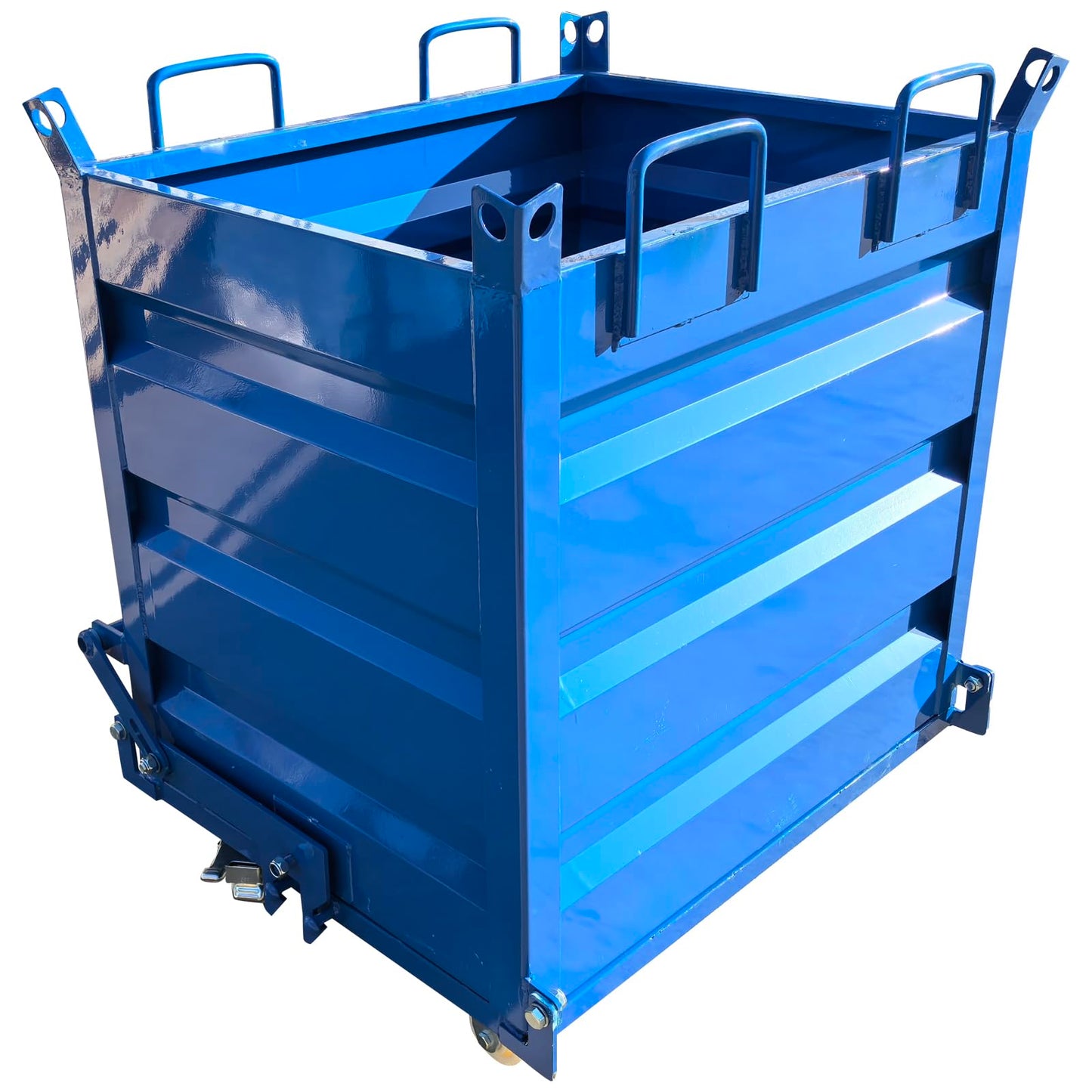 TECHTONGDA Industrial 3300 LB Self Dumping Steel Forklift Hopper with Casters, 1.25 Cubic Yard, 39.37"x31.5"x46.85" Scrap Collection Bin Metal Turnover Box for Warehouse & Factory Material Handling