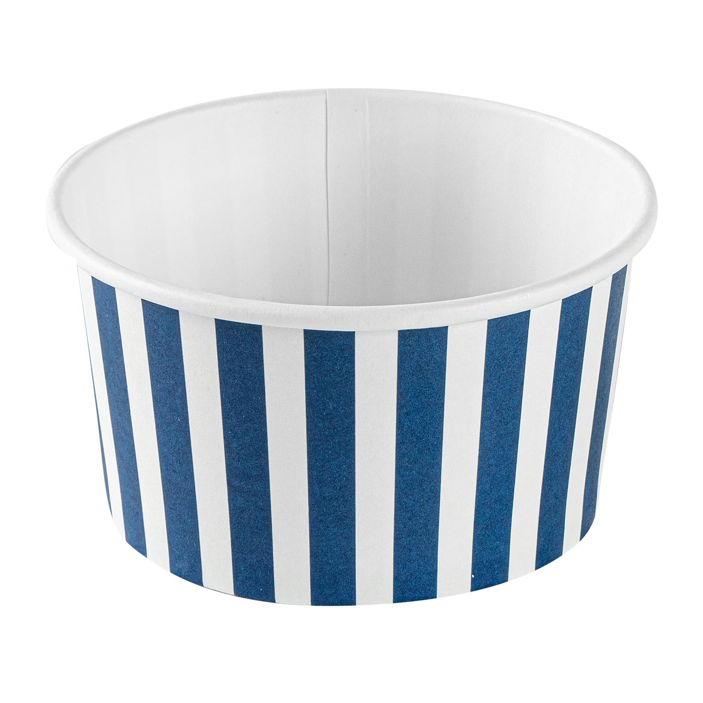 Restaurantware Coppetta 8 Ounce Dessert Cups, 200 Disposable Ice Cream Cups - Lids Sold Separately, Sturdy, Blue And White Paper FroYo Bowls, Striped, For Hot And Cold Foods, Perfect For Gelato