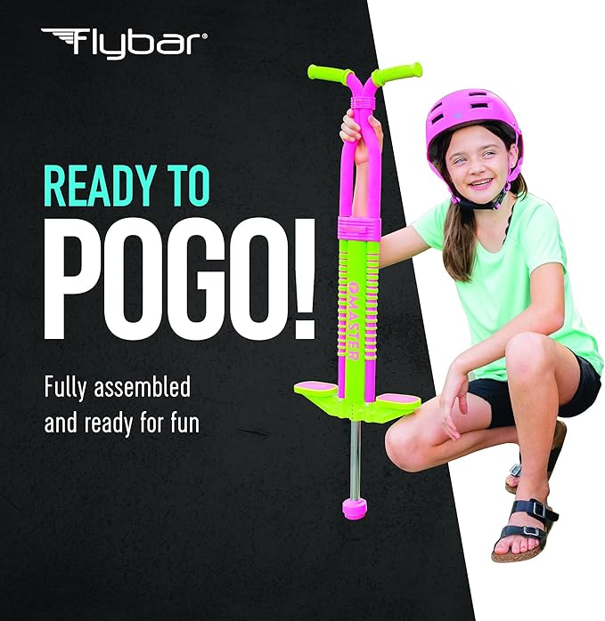 Flybar Master Pogo Stick for Kids Ages 9+, 80–160 lbs – Easy Grip Handles – Active Exercise Toy for Tweens & Teens – Outdoor Toy with Non-Slip Foot Pegs for Boys and Girls – No Assembly Needed