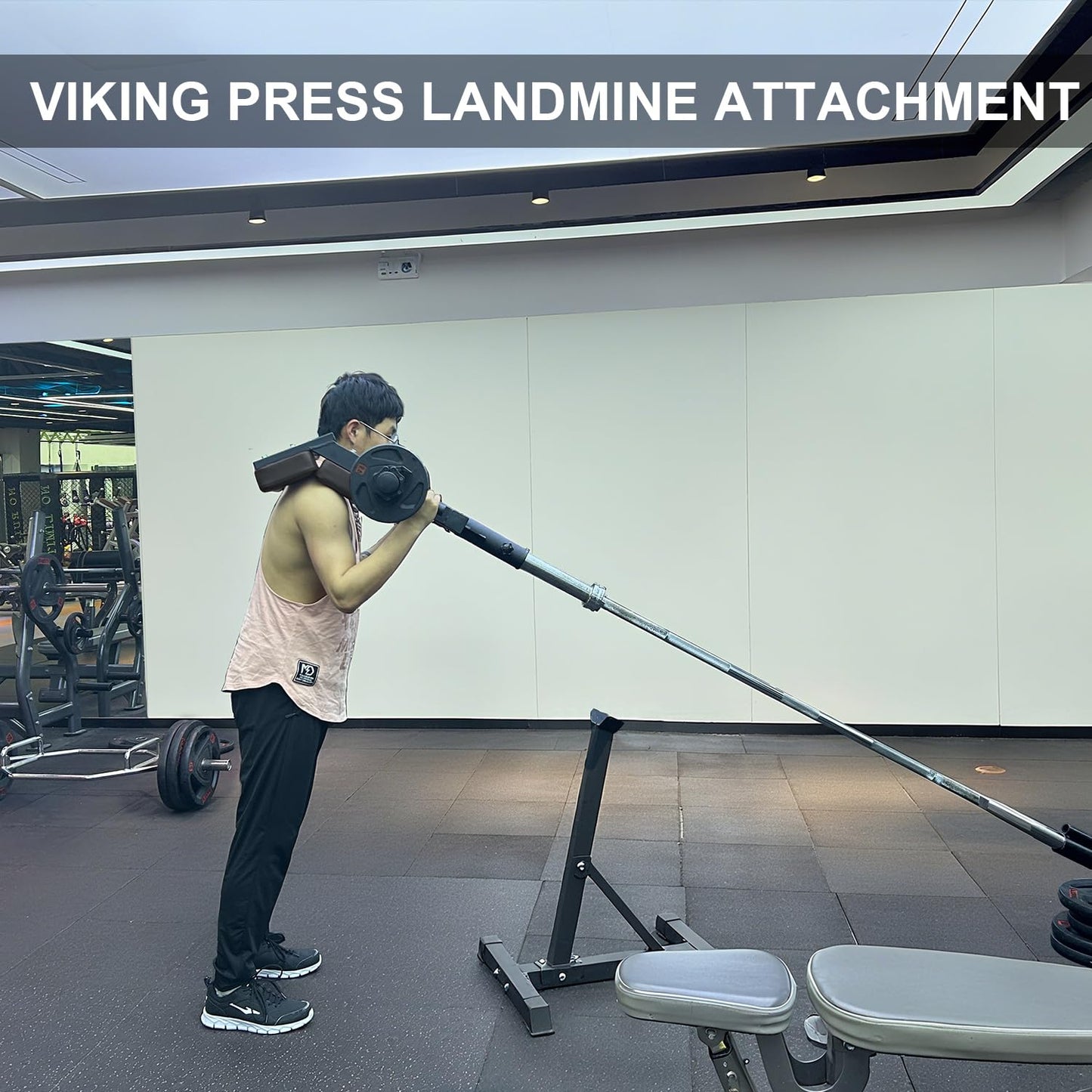 Viking Press Landmine Handle for 2-Inch Olympic Barbell, Hack Squat T-Bar Row Attachment Strength Training Accessories, Shoulder Press Landmine Attachment Equipment (Style G)