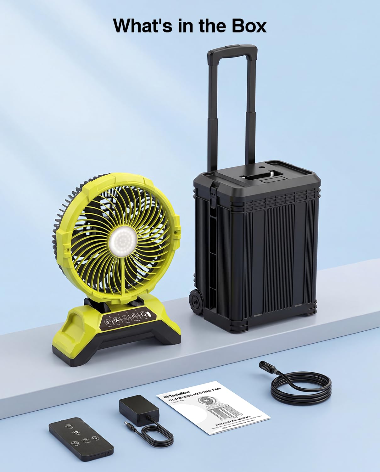 TaskStar 13" 8 Gal Outdoor Misting Fan, Rechargeable 30000mAh Misting Fans for Outside, 7-30H Runtime, Remote Control & Oscillation, Portable Cooling Fan for Patios Camping Garage Golf Sports Travel