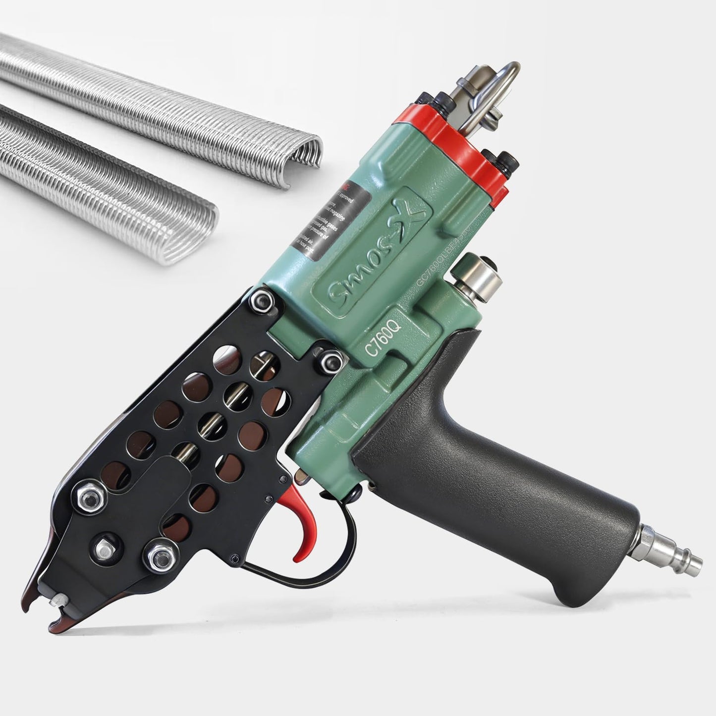 SMOS-X C-760Q Pneumatic Hog Ring Pliers 16 Gauge 3.2-4.8mm Closure Diameter C Ring Piler Pneumatic C Ring Tool Hog Ring Plier C Ring Gun for Mattress Applicable to Wire Cages,Spring Mattress,Fencing