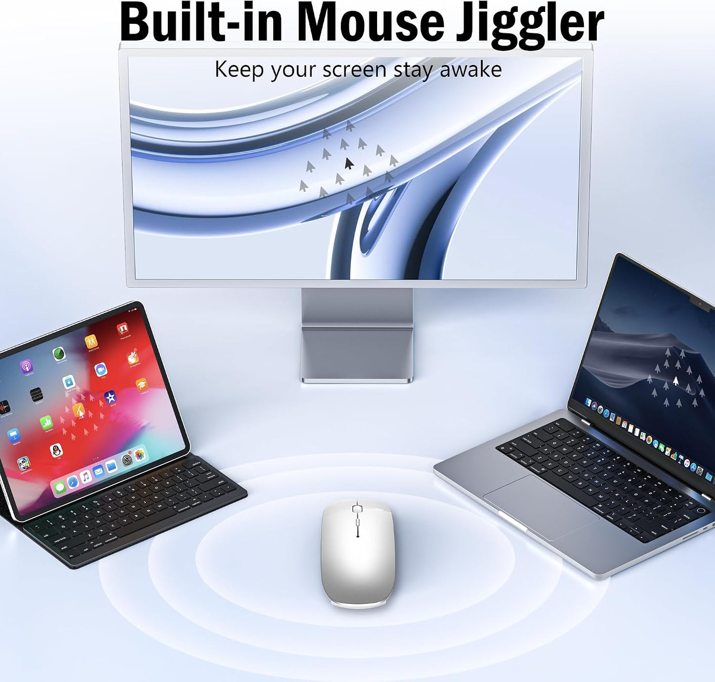 FYBC 2.4G 2 5.2/3.0 2.4G Bluetooth Wireless Laptop Mouse for MacBook Air iPad Mac, Rechargeable Computer Mouse