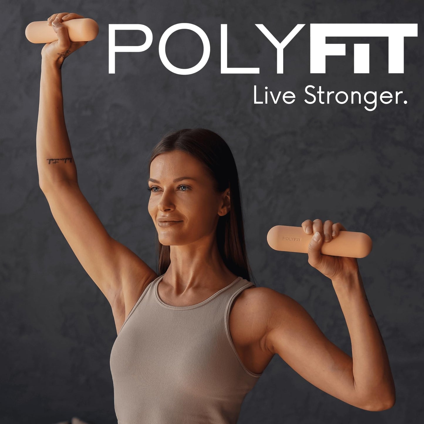Polyfit Dumbbell Weight Bars for Women - 3.3 LB Each | 6.5 LB Pair - Dumbbell Set for Walking, Yoga, Dance, Barre, Pilates, Cardio, Aerobics - Rust