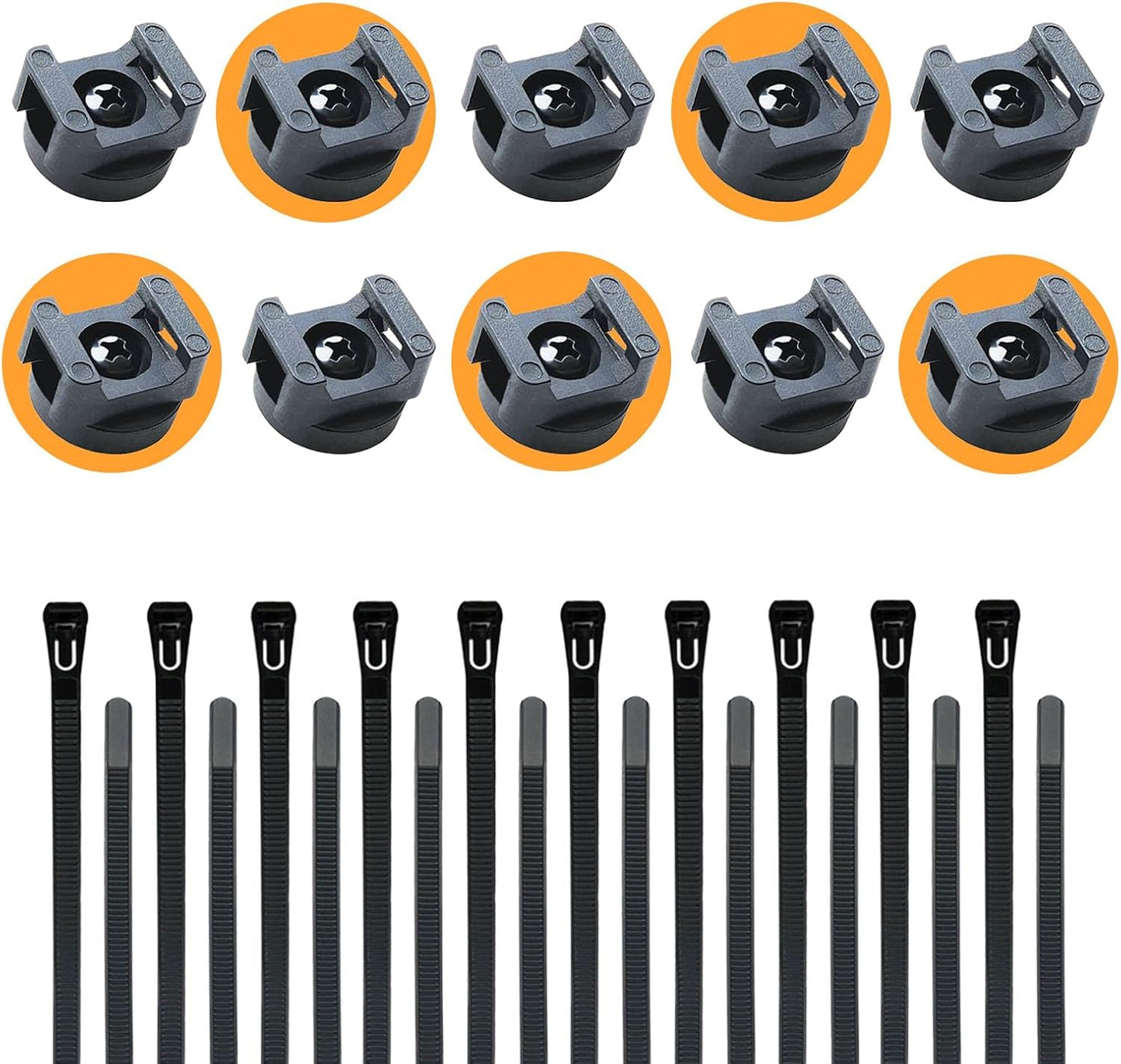DyaMag 22mm 7.84" (10Magnets, 20 Magnetic Cable Zip Mounts Magnetic Cable Holder Multipurpose Magnet Wire Management
