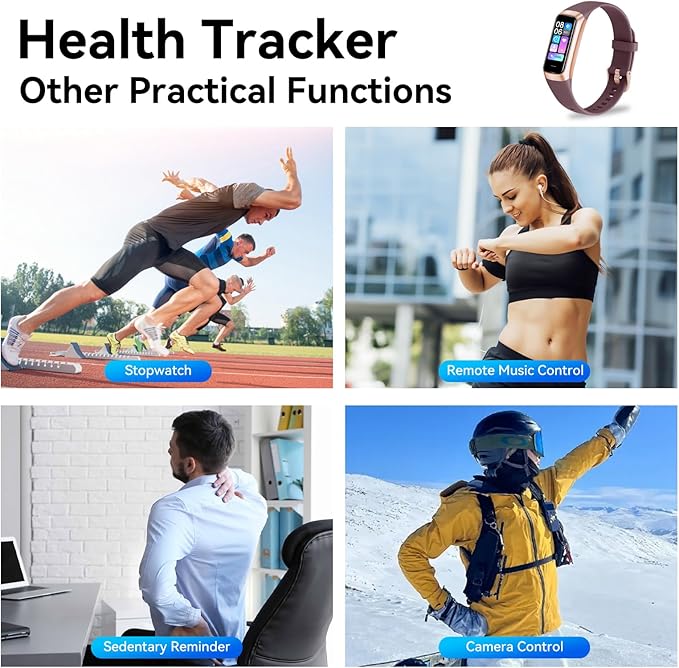 Fitness Tracker with 24/7 Heart Rate, Blood Oxygen Blood Pressure Sleep Monitor, Activity Trackers 6 ATM Waterproof,Step Calorie Counter Pedometer Health Smart Watch for Women Men
