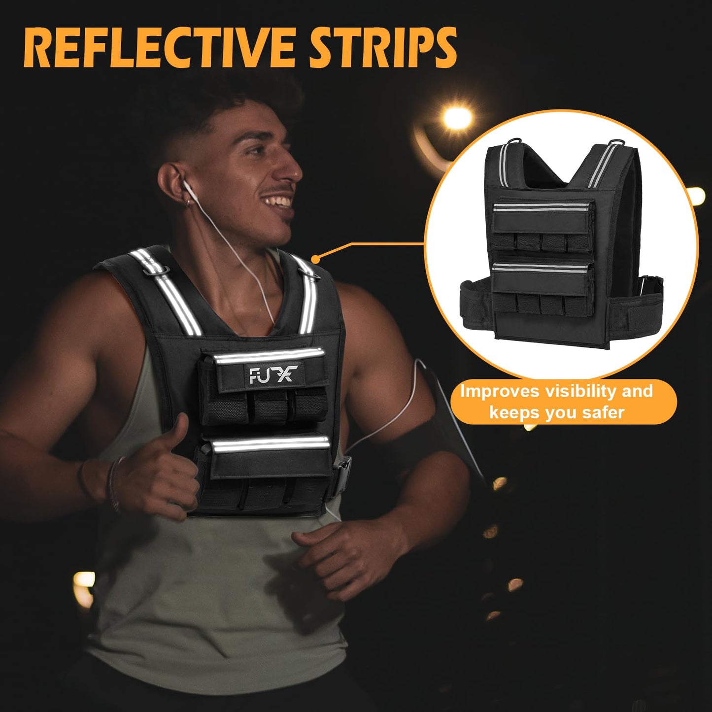 FUFF Adjustable Weighted Vest Men,40 LB Weight Vest for Strength Trainin, Workout Vest Woman with Removable Iron Weights for Walking, Rucking, Running, Exercise