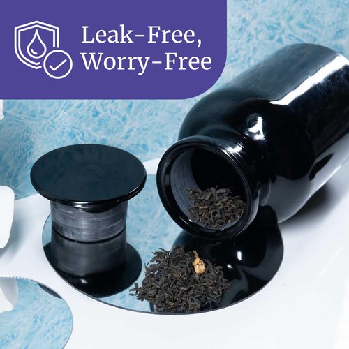 Infinity Jars 1L (34 Fl oz) Black Ultraviolet Blocking Glass Apothecary Jar Airtight SmellโProof Refillable Container for Herbs, Spices, Tea & Essential Oils 3-Pack