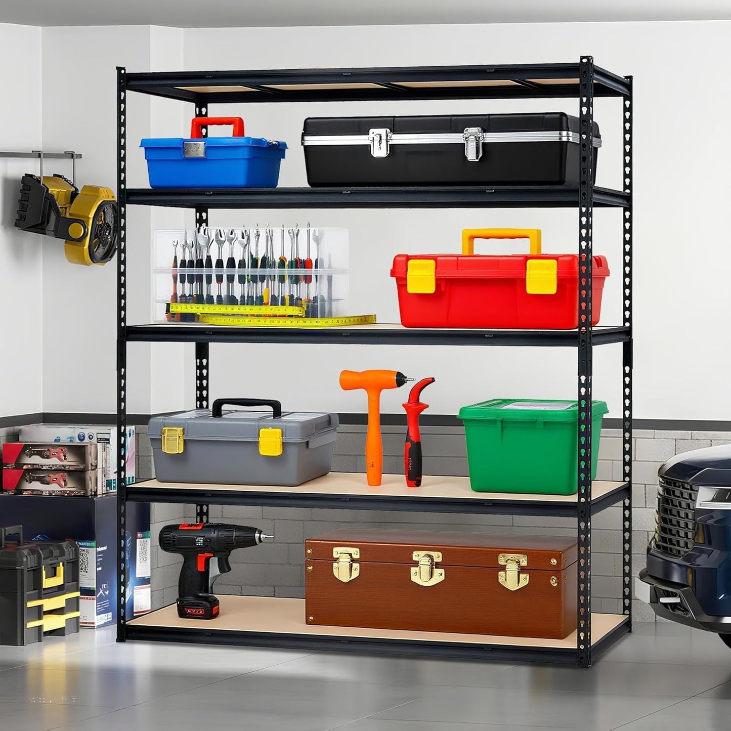 MOVECOM 5-Tier Heavy Duty Steel Shelving Unit, 2000 LBS Capacity Adjustable Garage Shelves, Large Storage Rack for Kitchen, Basement, Laundry, 36" L x 18" W x 72" H