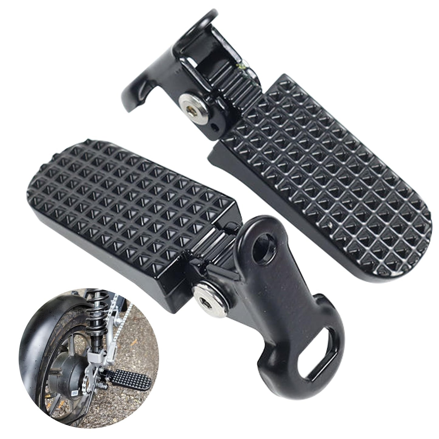 1 Pair Mini Bike Foot Pegs, Universal Bike Foot Rest, Aluminium Alloy Non-Slip Bikes Pegs, Folding Bikes Rear Pedals for Mountainbike, Folding Bicycle (颜色:Black)