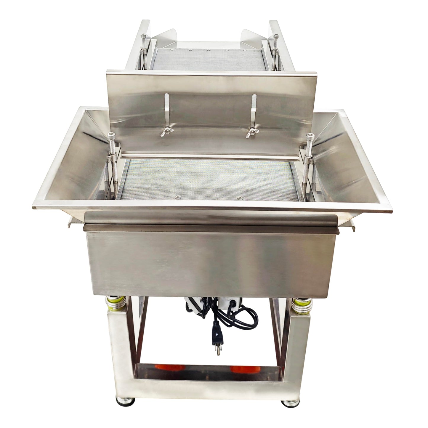 TECHTONGDA Straight Vibrating Sieve Screen Shaker Electric Linear Sifter Machine Stainless Steel One Layer Two Motor 3mm Round Hole Screen Size 40 * 13.8inch