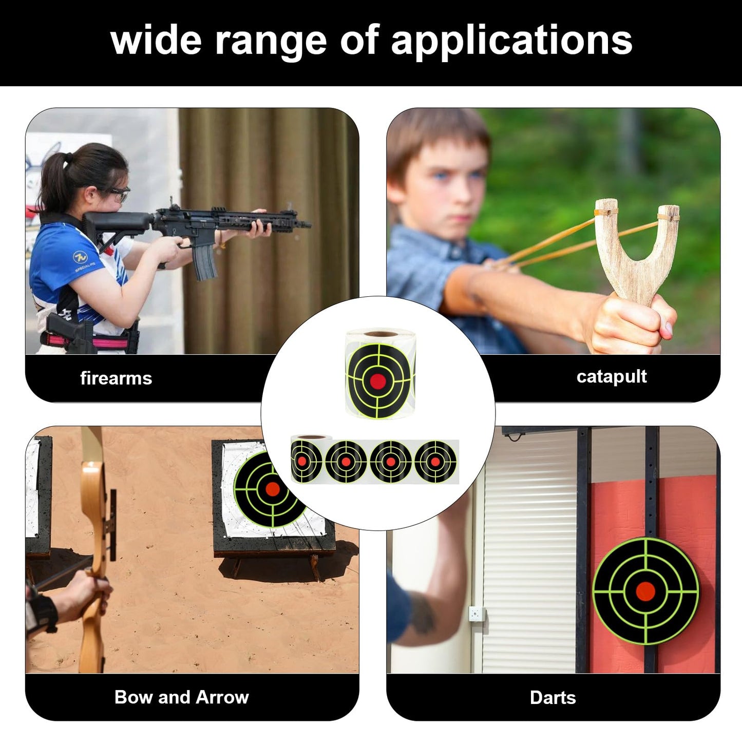 3 Inch Splatter Targets for Shooting Range Targets, 2 Roll/100 Pcs Shooting Splatter Target Stickers, Self Adhesive Target Reactive Paper Sticker for Archery Bow Practice