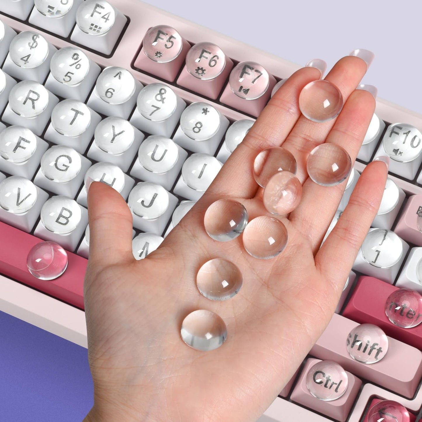 CaseBuy Desktop(110 Pack) Glass Keyboard Cover Stickers for Long Nails - Ultra Clear Raised Keyboard Stickers