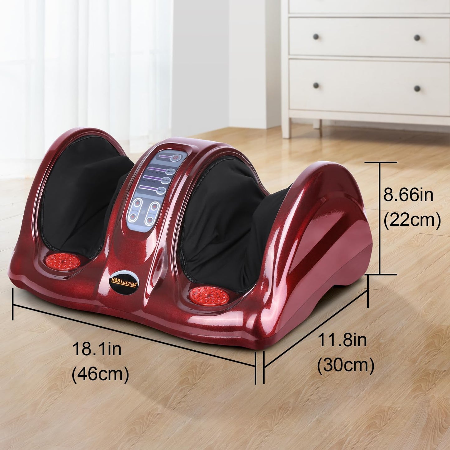 H&B Luxuries Shiatsu Foot Massager Machine with Remote Controller, Kneading and Rolling Home Massagers for Feet, Ankle, Calf, Leg, Ideally for Men, Women, Father, Mom Parents and The Elderly, Red