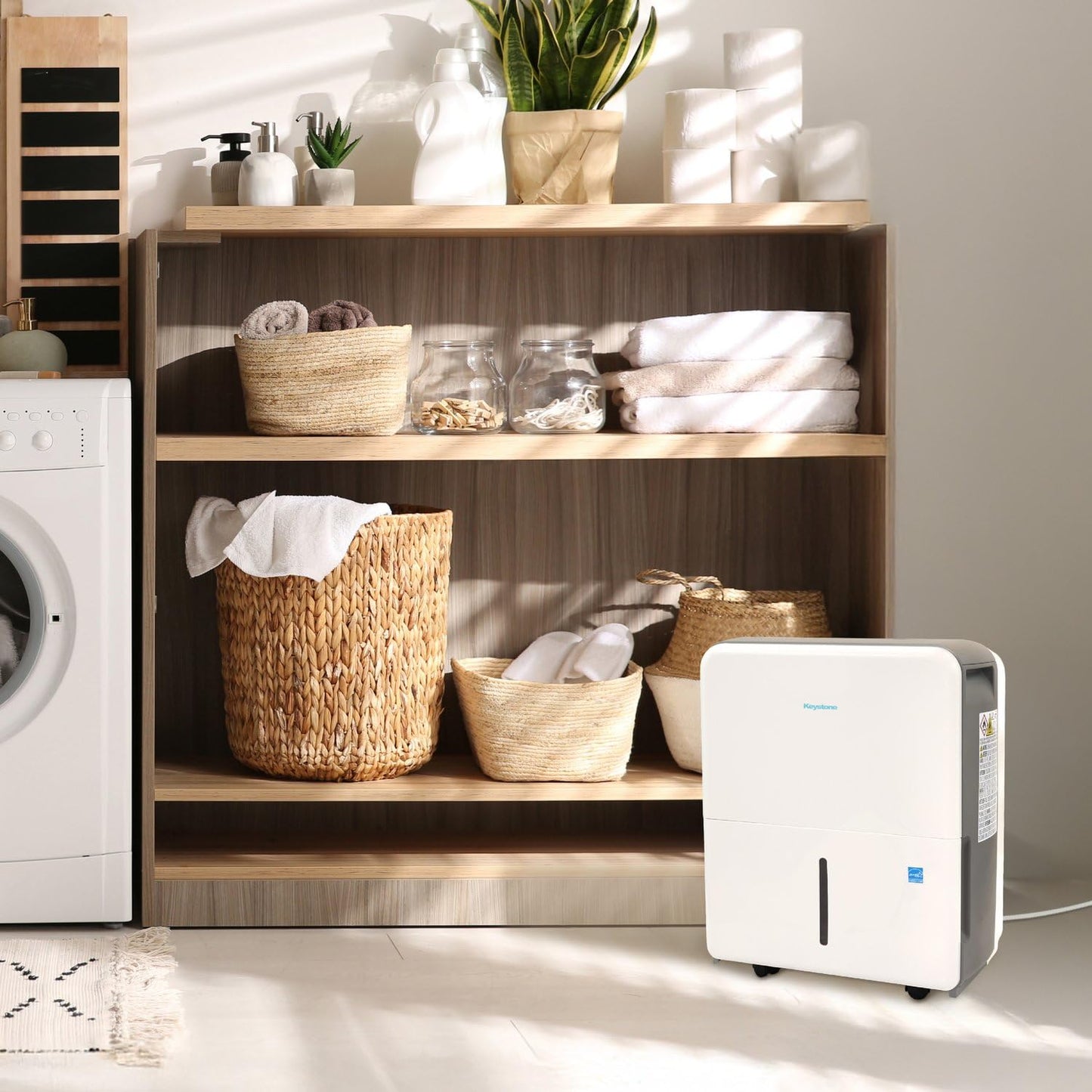Keystone Energy Star 22-Pint Portable Dehumidifier for Large Rooms up to 1,500 Sq.Ft. with Auto-Shutoff & Timer, Quiet and Moisture Absorber For Basement, Garage, Living Room