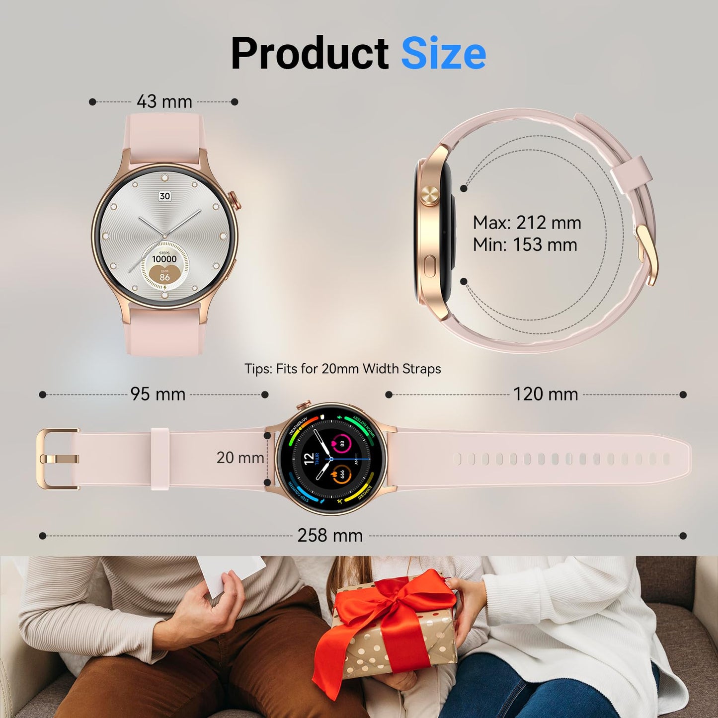 Fitpolo Smart Watch for Women,1.3" AMOLED Touchscreen Fitness Tracker, Make/Answer Calls, Heart Rate SpO2 Monitor, 3ATM Waterproof, Sleep & Activity Tracking Smartwatch for Android Phones iPhone