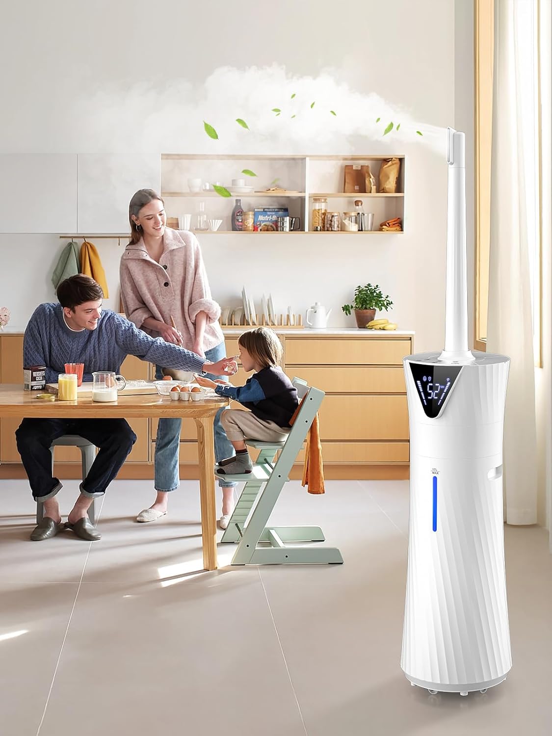 Skiennix 17L Ultrasonic Cool Mist Humidifier - Smart, Quiet Operation for Large Rooms, White