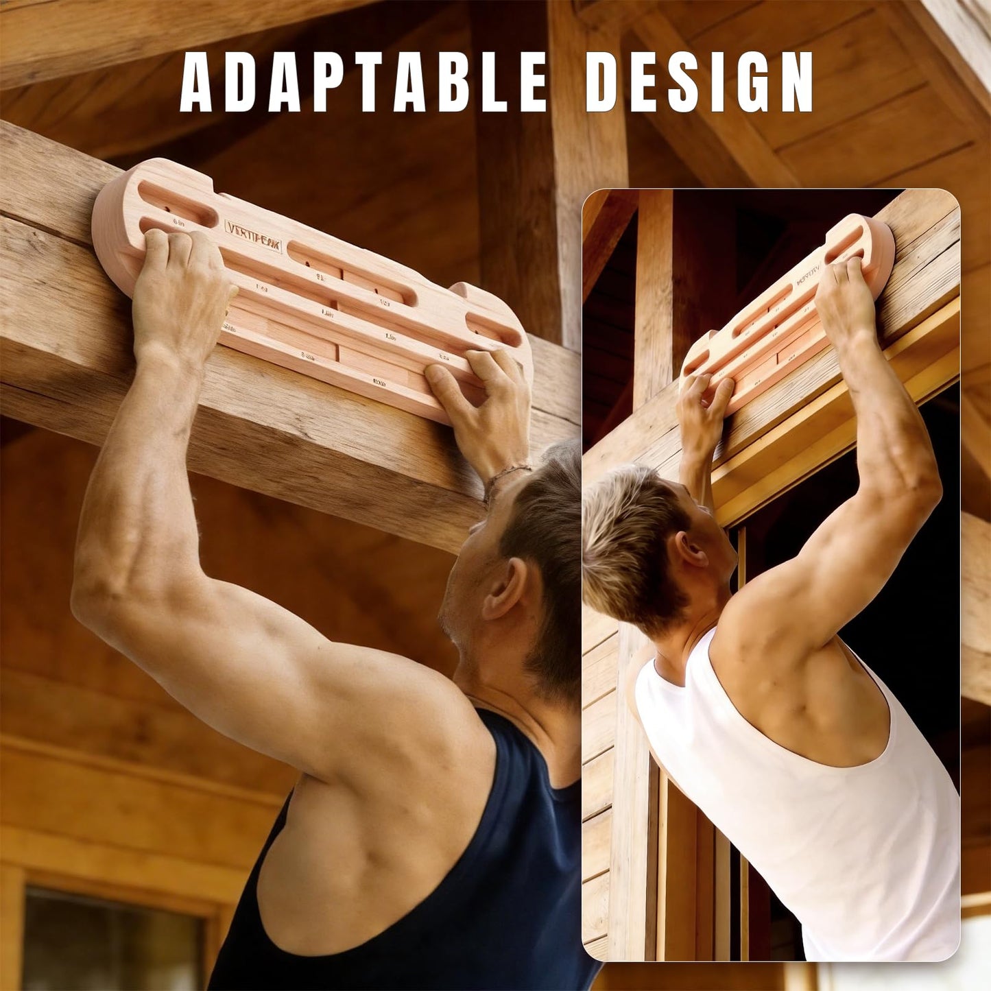 VERTIPEAK Wooden Climbing Hangboard, Training Hang Board, Rock Climbing Fingerboard with Incremental Depth Pockets for Finger & Forearm Strength, Grip Training and Pull-ups for Climbers Gift