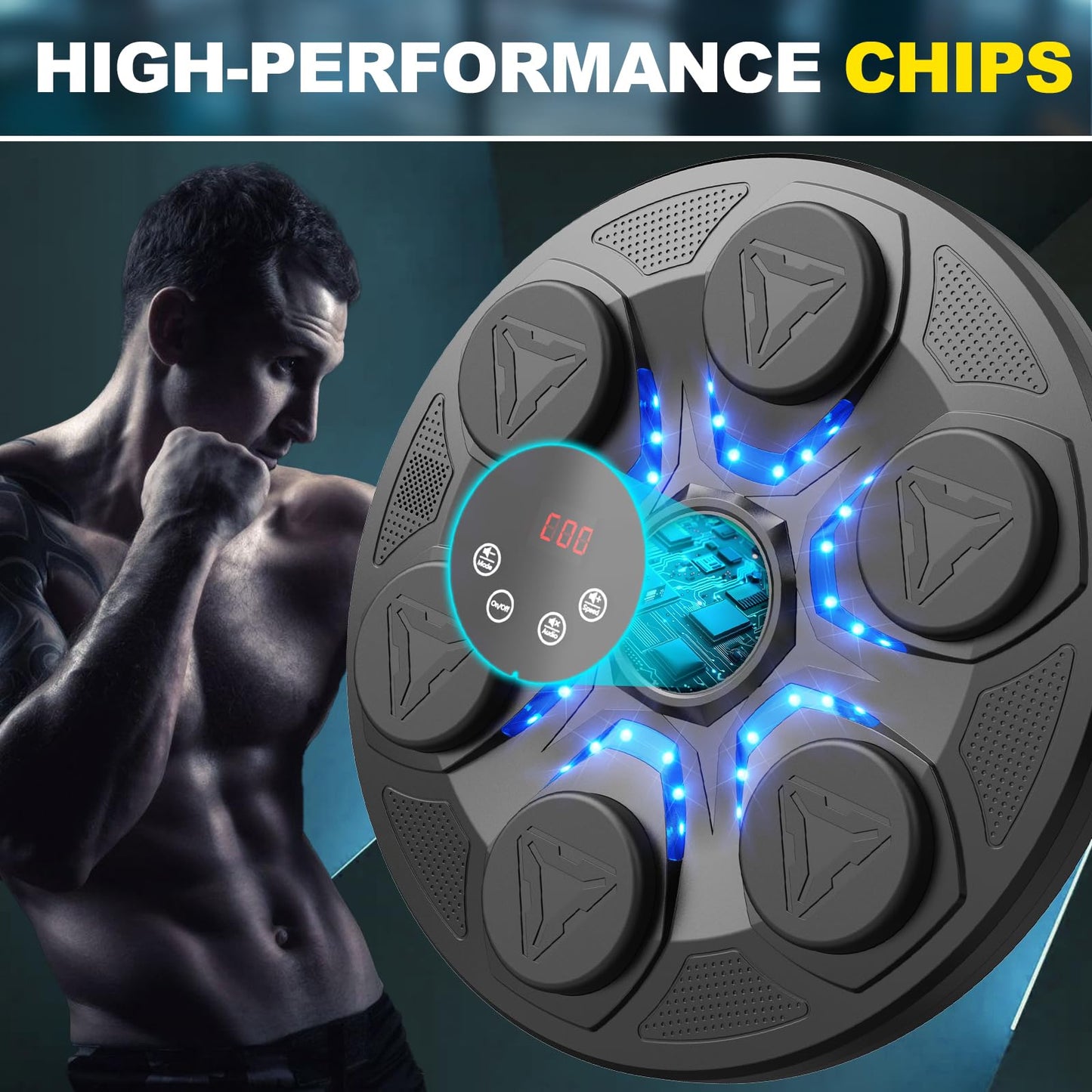 Upgrade Music Boxing Machine For Adults Kids, Interactive Music Punching Machine with Gloves 12 Modes 12 Speeds, Wall Mounted Electronic Boxing Punching Pad with Wireless Connection LED Display