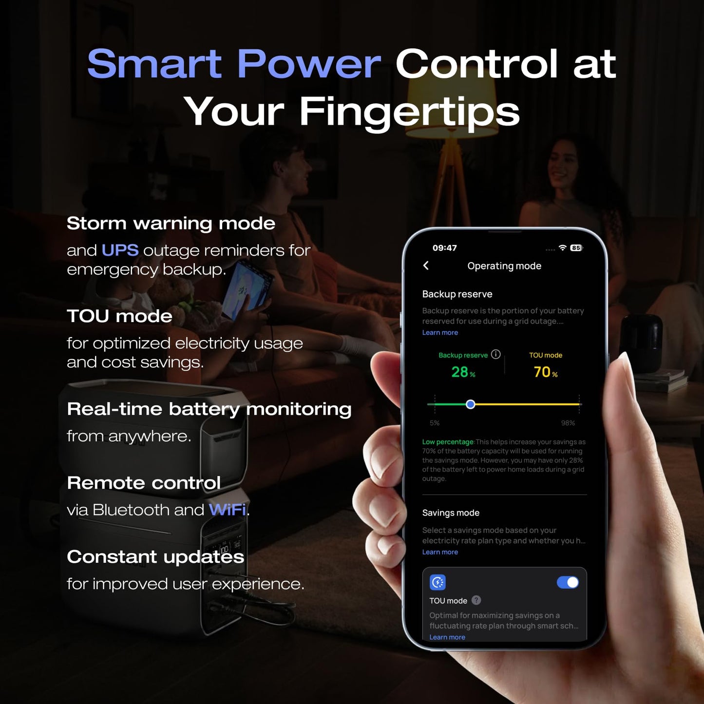 EF ECOFLOW Portable Power Station DELTA 3 Plus with Smart Extra Battery, Expand Capacity from 1024Wh to 2048Wh, Solar Generator for Emergency, Home Backup, Outdoor Camping