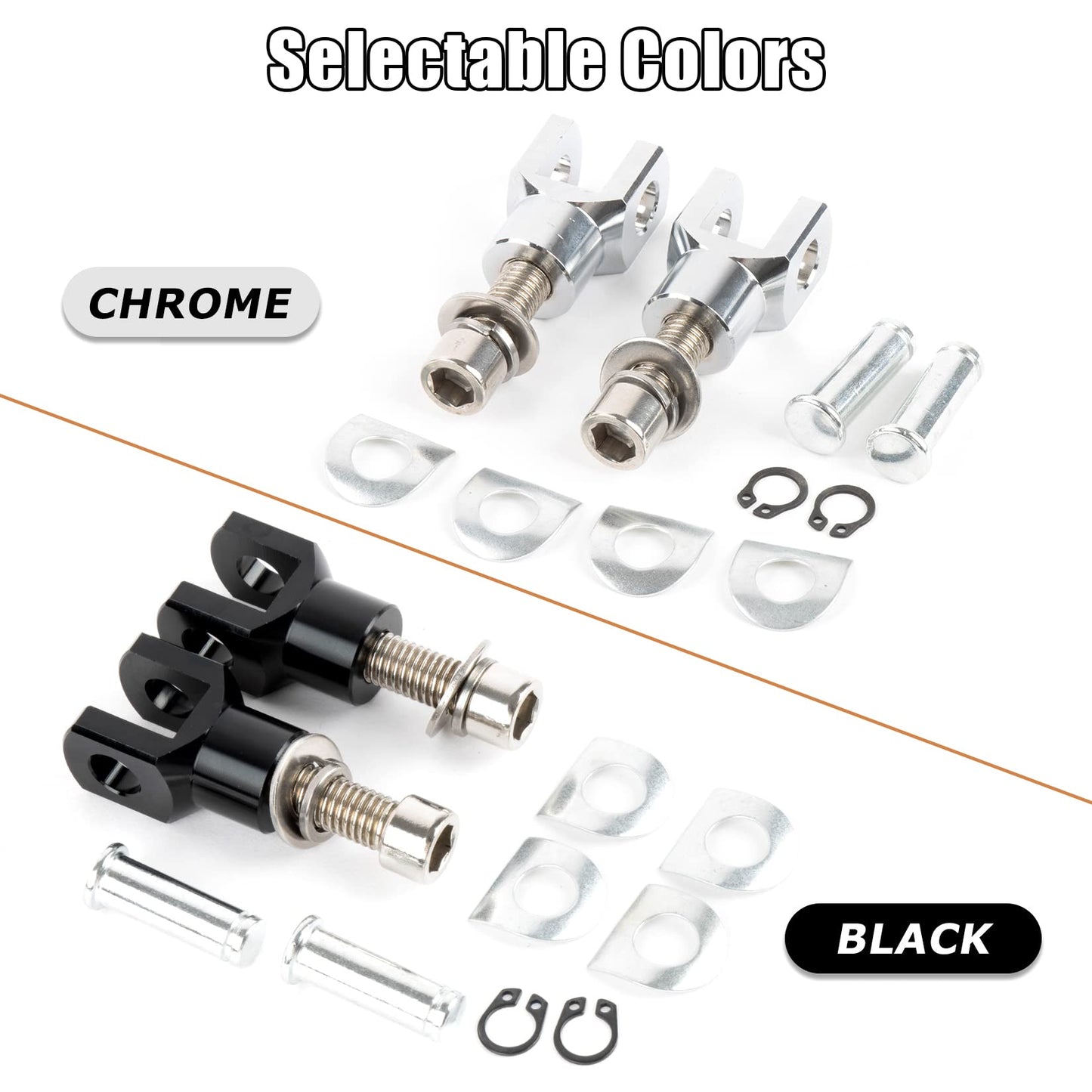 PSLER Rear Passenger Foot Pegs Support Mount Motorcycle Footrest Clevis Kits for Softail FXST Low Rider Sport Glide Dyna FXR FX, Chrome