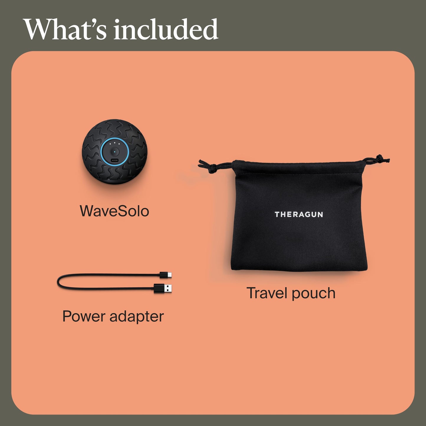 Therabody WaveSolo - Handheld Bluetooth Enabled Massage Device, Ultra Portable Vibration Therapy Ball w/QuietRoll Technology & 3 Customizable Vibration Frequencies