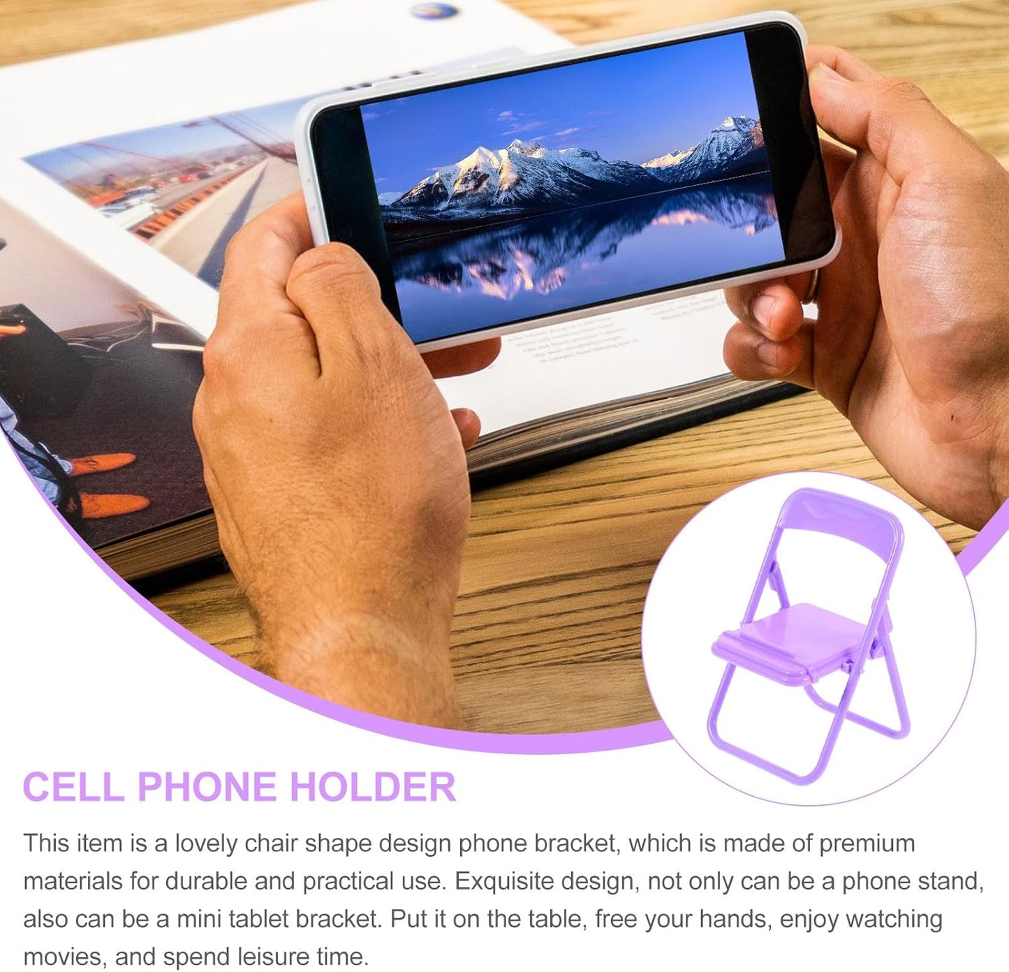 ARTIBETTER 10pcs Folding Cartoon Chair Phone Stands Desktop Cell Phone Holder Portable Creative Brackets for Home