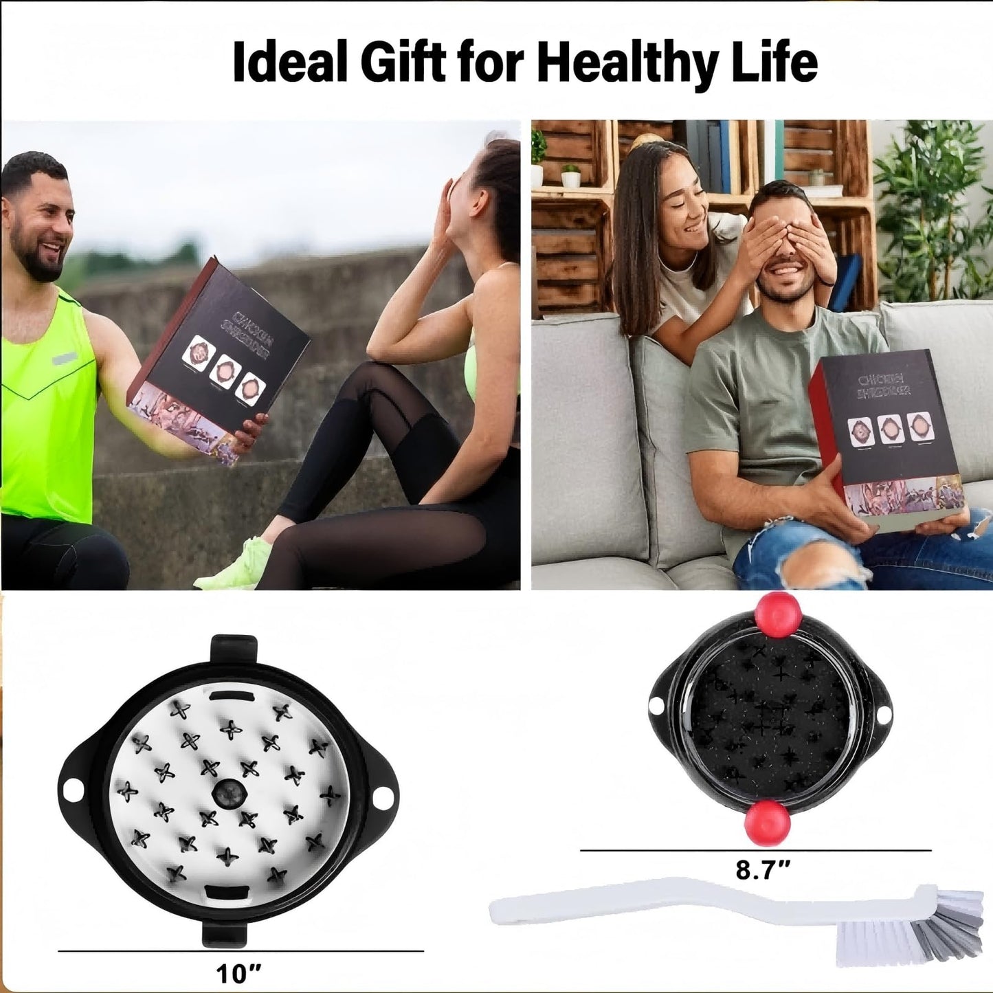 Chicken Shredder Meat Shredder Tool Twist Large - Chicken Breast Shredder Tool with Stainless Steel Spikes Shredding Tool for Shredded Chicken Beef Pork Kitchen Gadgets Essentials (Red&Black)