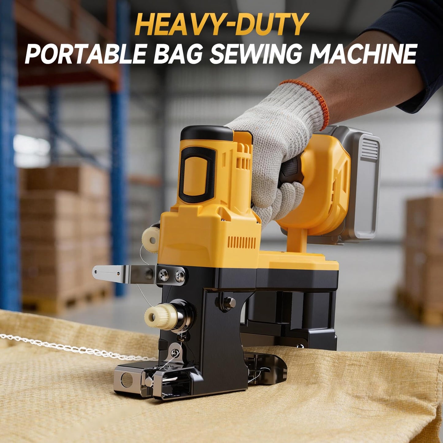 CAMXTOOL Cordless Bag Sewing Machine Compatible with Dewalt 20V Max Battery, Auto Heavy-duty Bag Closing Machine, Portable Industrial Bag Sewer for Sack Woven Bag Kraft Paper Bag Sealing, Tool Only